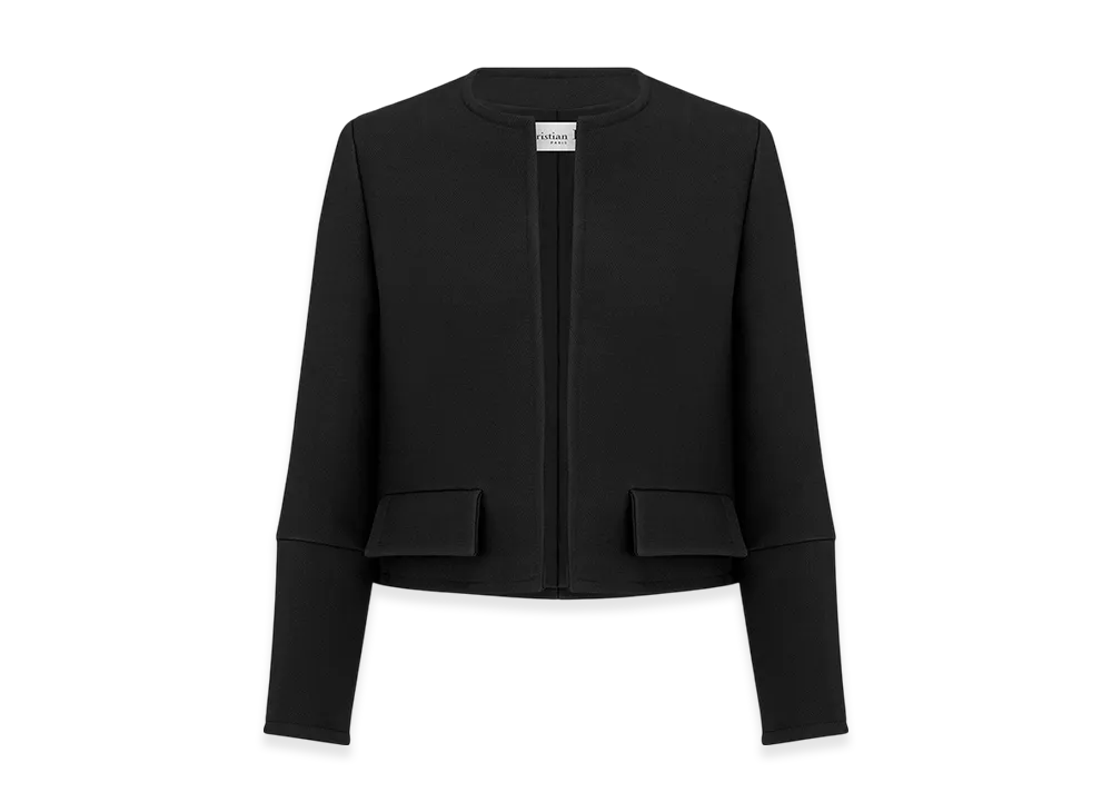 Dior Women's V12 Cropped Open Jacket Wool Silk "Black"