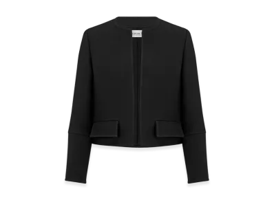 Dior Women's V12 Cropped Open Jacket Wool Silk "Black"