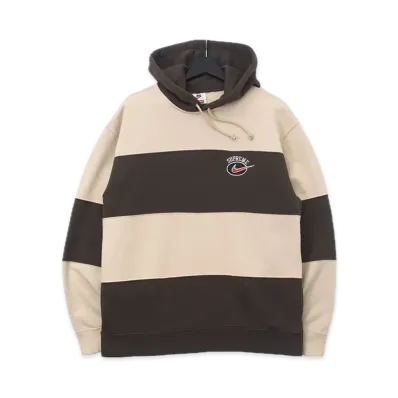 Supreme x Nike Stripe Hooded Sweatshirt "Tan"