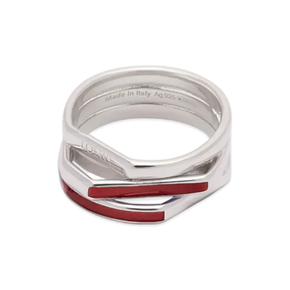 LOEWE Stacked Ring "Silver/Burgundy"