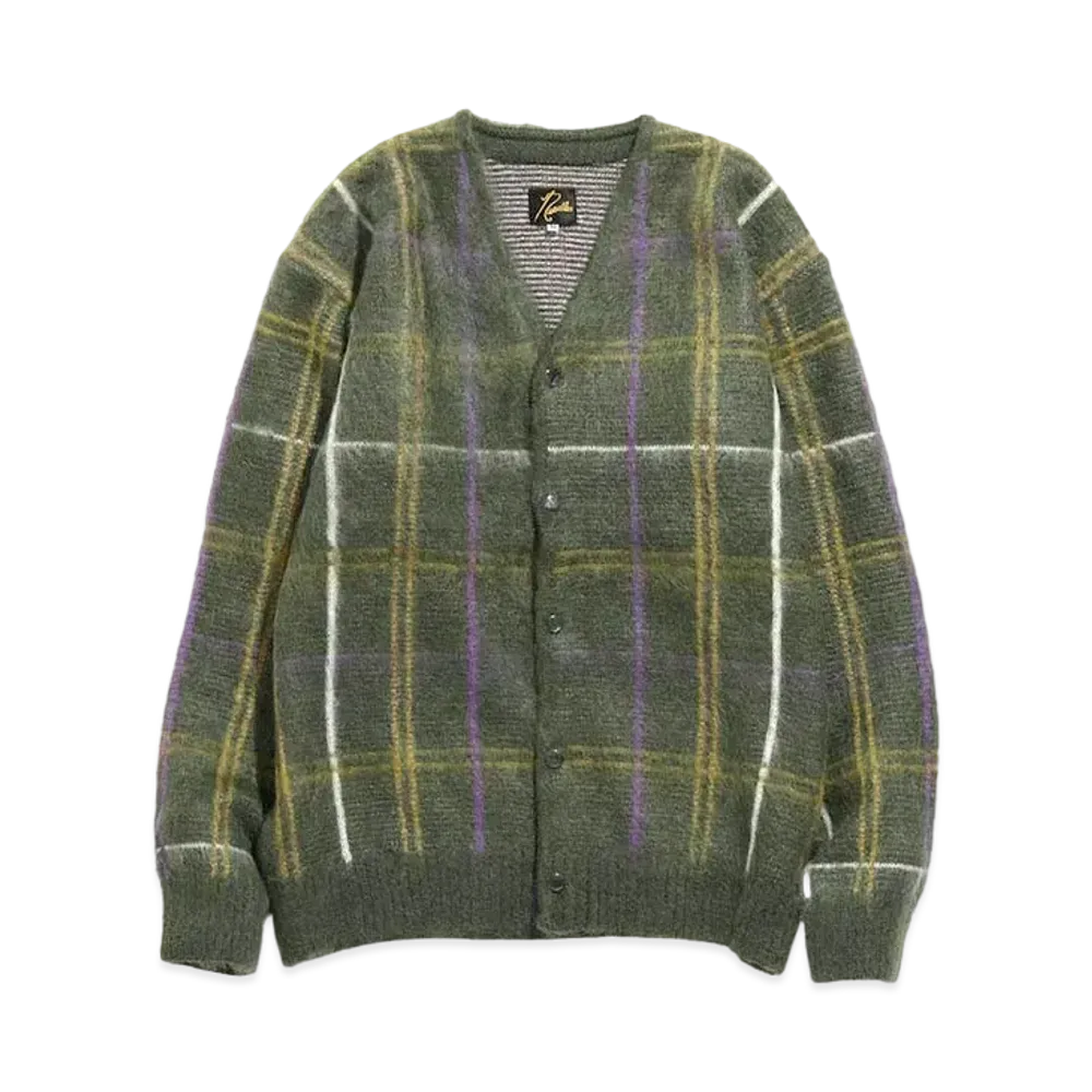 Needles MOHAIR CARDIGAN - WINDOWPANE "Olive"