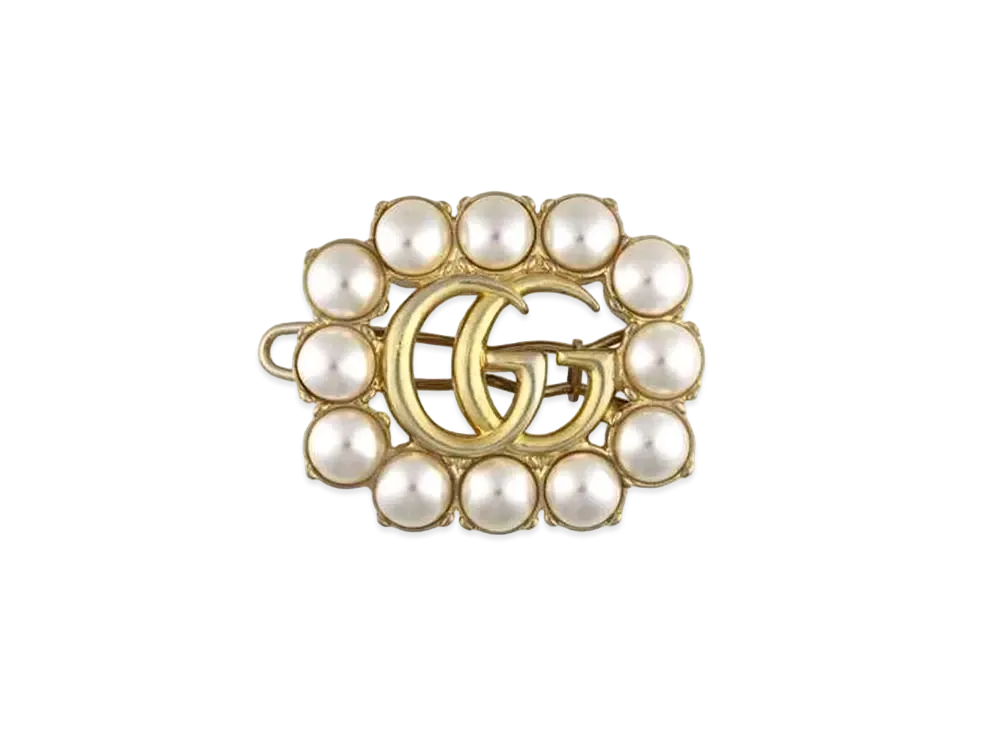 GUCCI Pearl Double G Hair Clip