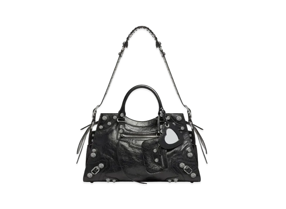 BALENCIAGA Neo Cagole City Handbag With Rhinestones "Black"