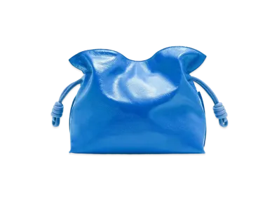 LOEWE Flamenco Clutch In Crackle Patent "Royal Blue"