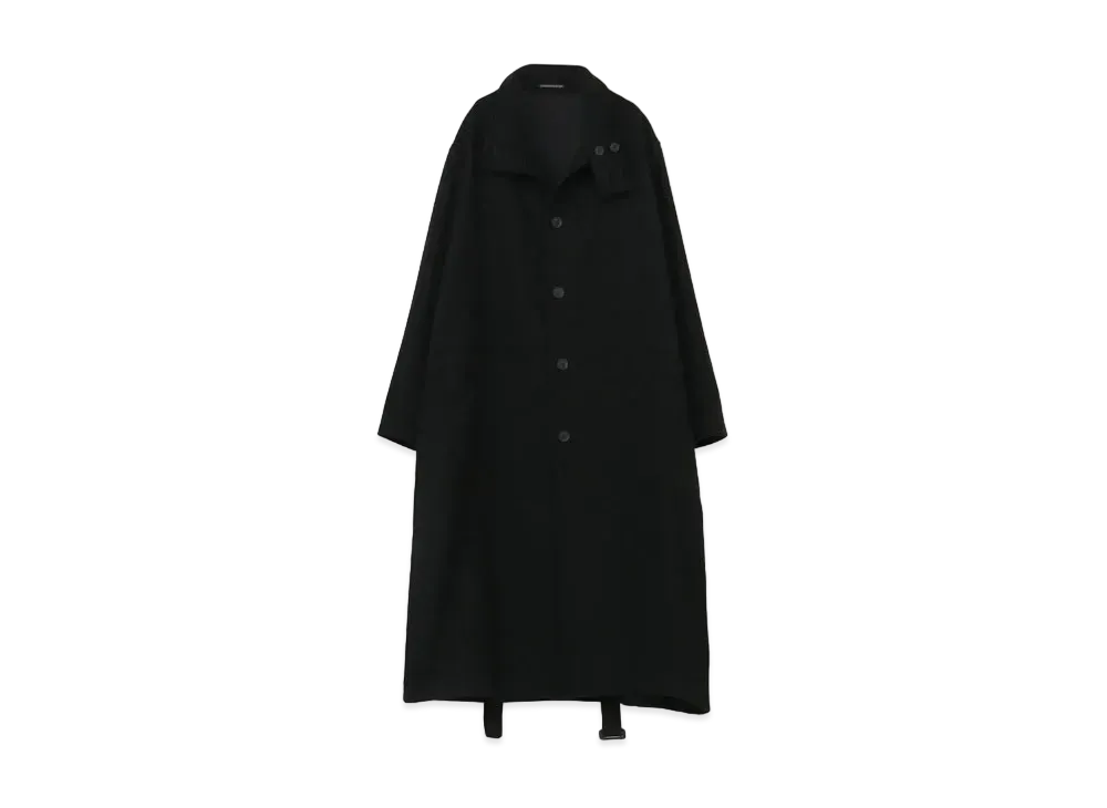 Yohji Yamamoto Pour Homme 1/16 WOOL FLANNEL STAND COLLAR COAT "Black"