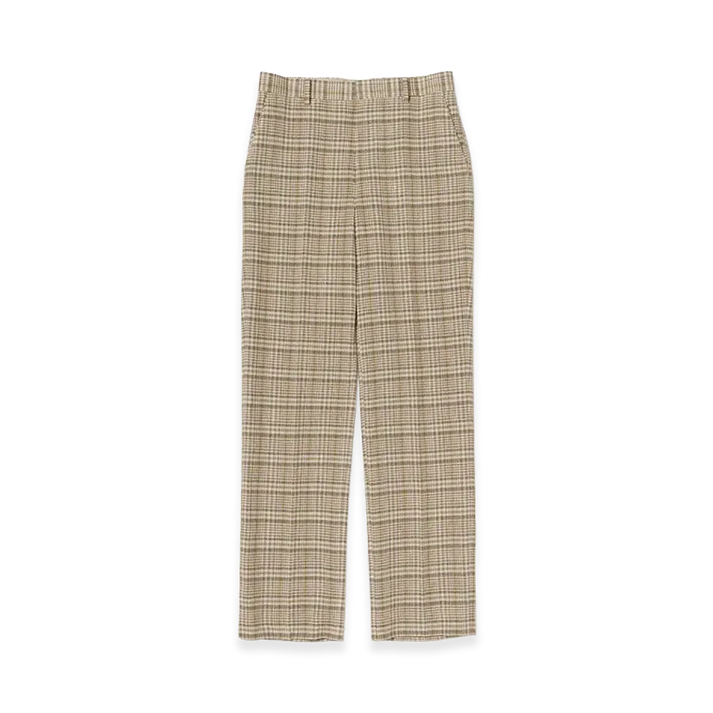 AURALEE Silk Linen Nep Check Slacks "Ivory Beige Check"