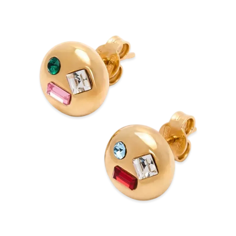 LOEWE Anagram Pebble Earrings "Gold/Red"