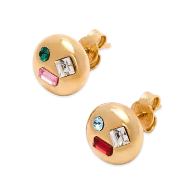LOEWE Anagram Pebble Earrings "Gold/Red"