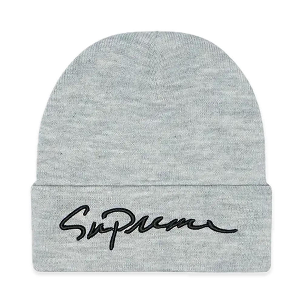 Supreme Classic Script Beanie "Heather Grey"