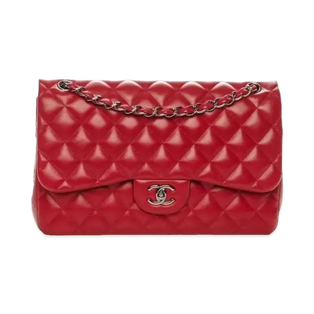 CHANEL Deca Matelasse Classic Double Flap Lambskin "Red/Silver"