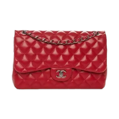 CHANEL Deca Matelasse Classic Double Flap Lambskin "Red/Silver"