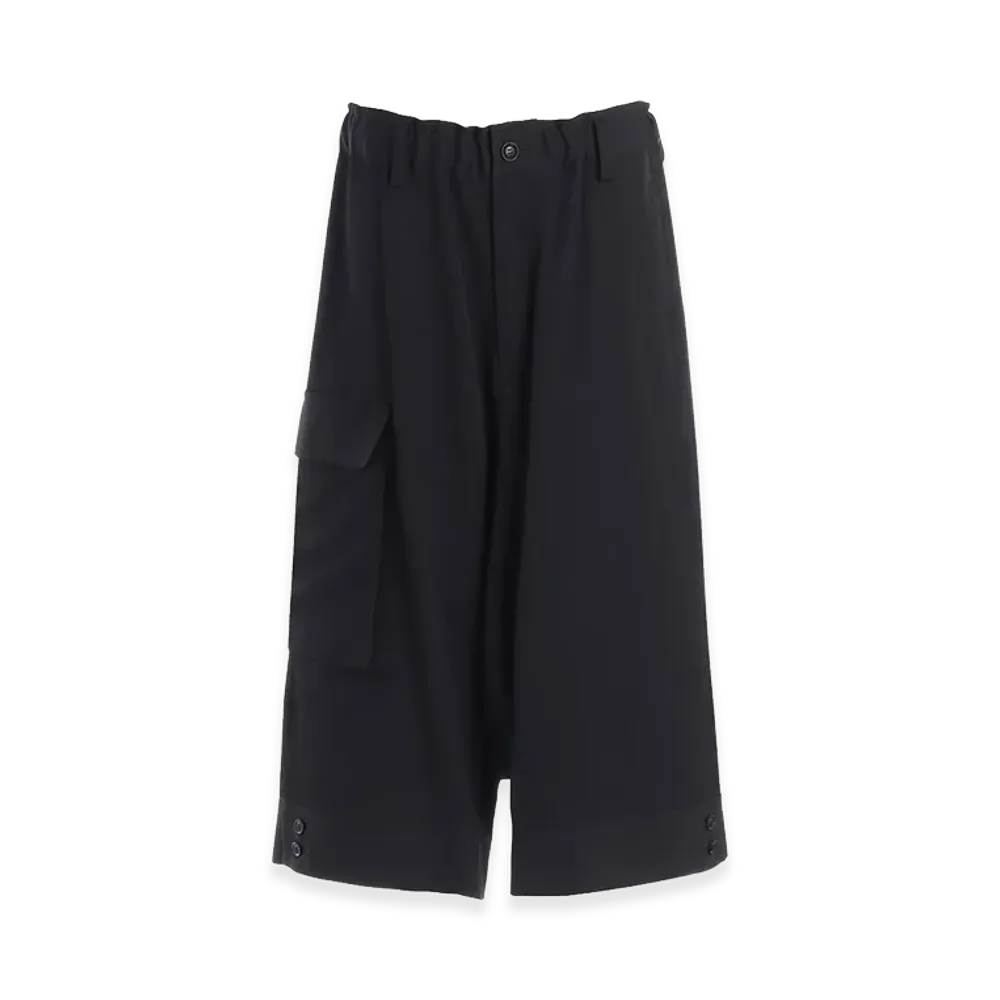 Y's Wool Gabardine Hem Cuffs Sarouel Pants "Black"