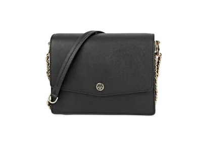 Tory Burch Robinson Convertible Shoulder Bag "Black/Royal Navy"