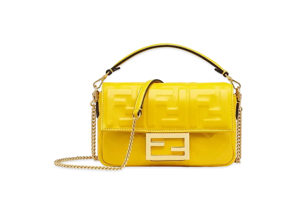 FENDI Baguette FF Nappa Leather Bag "Yellow"