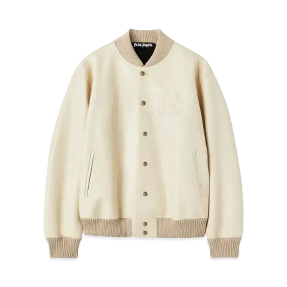 PALM ANGELS Leather Bomber "Beige Black"