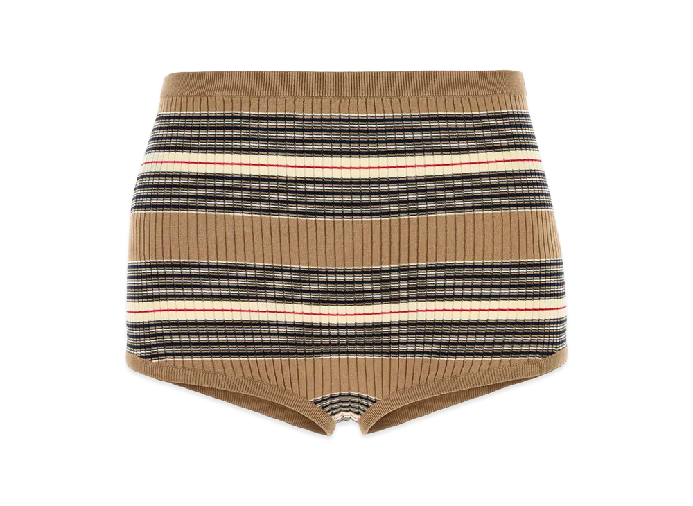PRADA Women's Embroidestretch Cotton Blend Shorts "Camel"