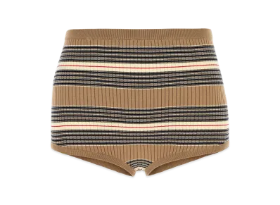 PRADA Women's Embroidestretch Cotton Blend Shorts "Camel"