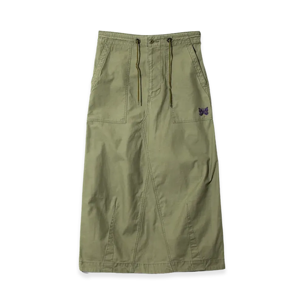 NEEDLES String Fatigue Skirt - Reversed Sateen "Olive"