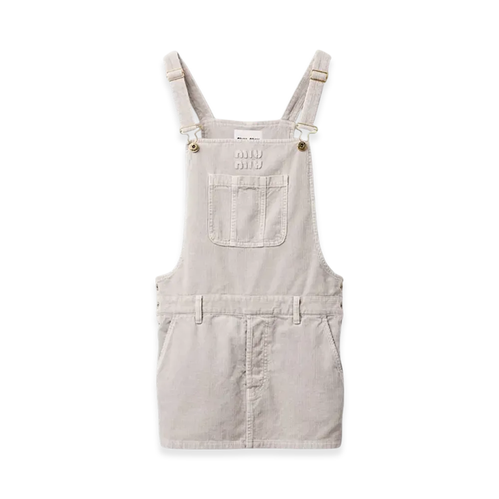 MIU MIU Women's Corduroy Overall Dress "Granite Grey"