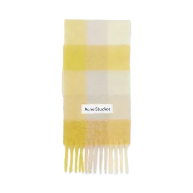 Acne Studios Mohair Check Scarf "Beige/Yellow"