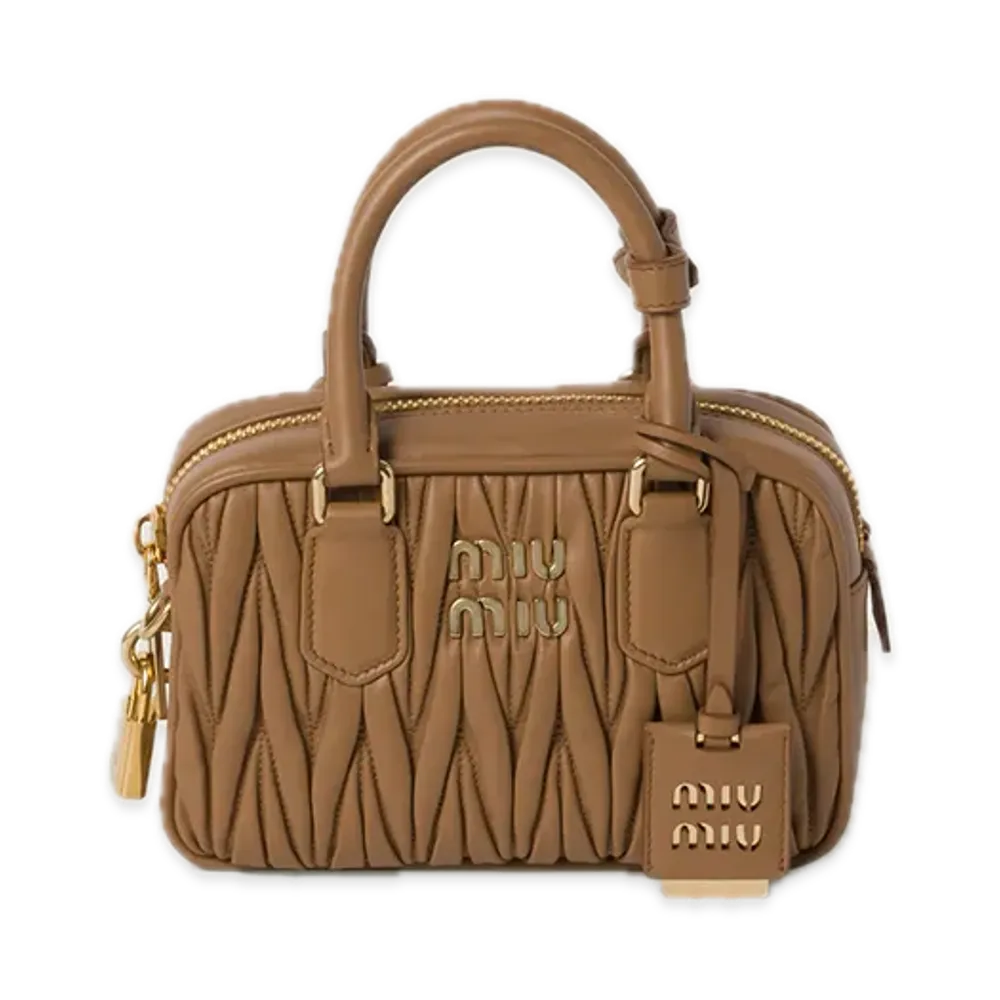 MIU MIU Arcadie Matelasse Leather Bag "Camel"