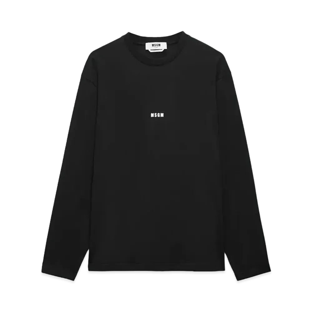 MSGM Jersey T-Shirt With Micro Logo Print "Black"