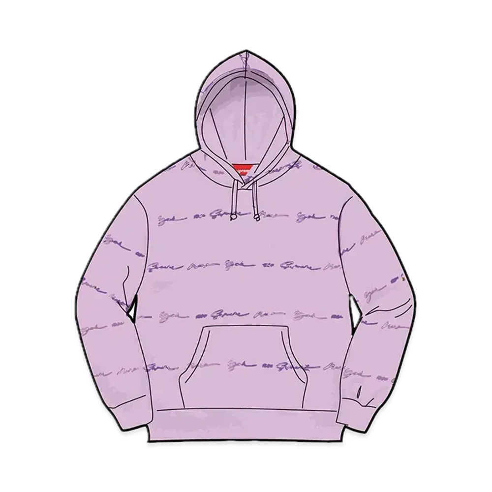 Supreme Script Stripe Hooded Sweatshirt "Pale Purple"