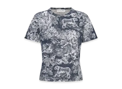 Dior Women's T-Shirt Linen Jersey "Navy Blue"
