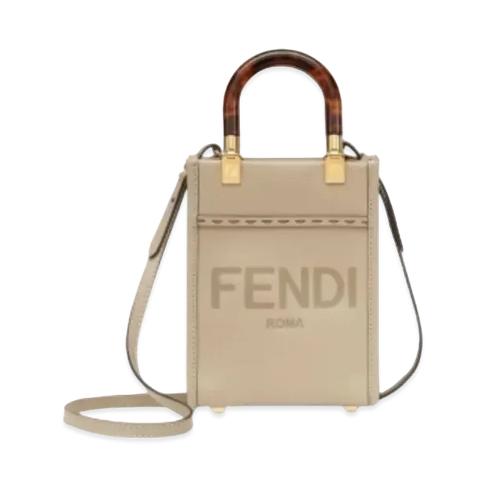 FENDI Sunshine Shopper Leather Mini Bag "Dub Gray"