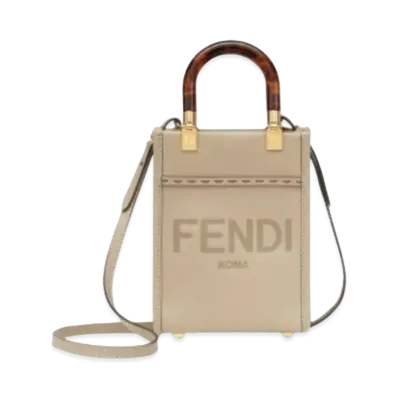FENDI Sunshine Shopper Leather Mini Bag "Dub Gray"