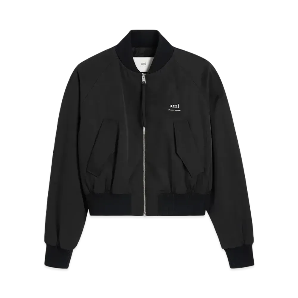 AMI PARIS Twill Bomber Jacket "Black"