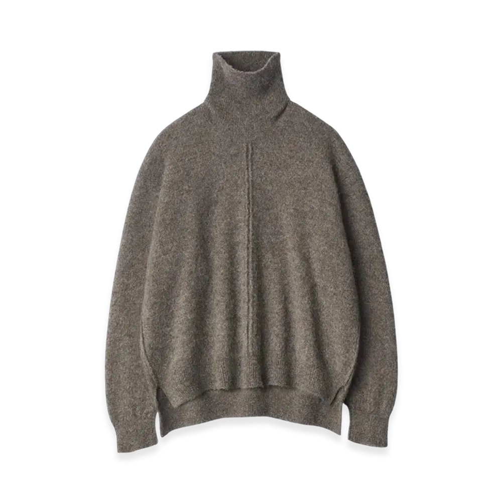 ssstein Wool/Alpaca Knit Loose Turtle Neck Po "Greige"