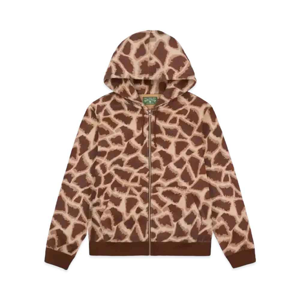 DENIM TEARS Faux Fur Giraffe Print Hoodie "Brown"