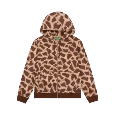 DENIM TEARS Faux Fur Giraffe Print Hoodie "Brown"