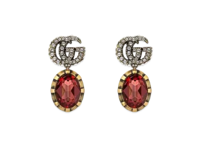 GUCCI Double G Earrings With Crystals "Rose"