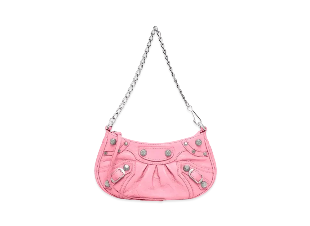 BALENCIAGA Le Cagole Mini Purse With Chain Crocodile Embossed "Pink"
