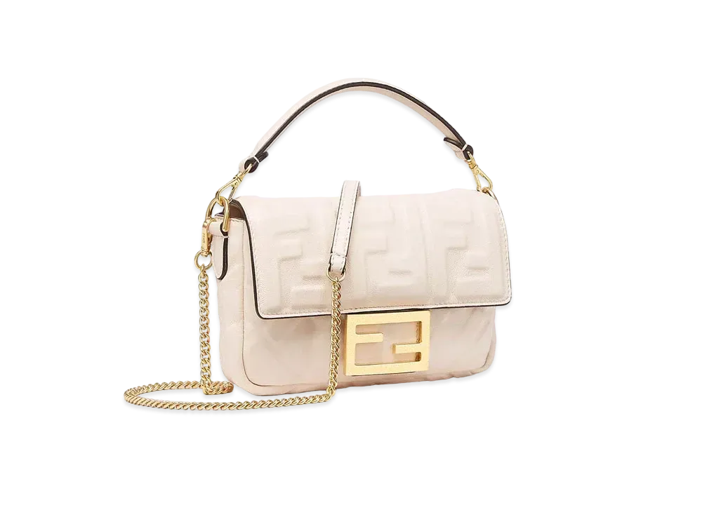 FENDI Baguette Nappa Leather FF Bag "White"