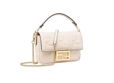 FENDI Baguette Nappa Leather FF Bag "White"