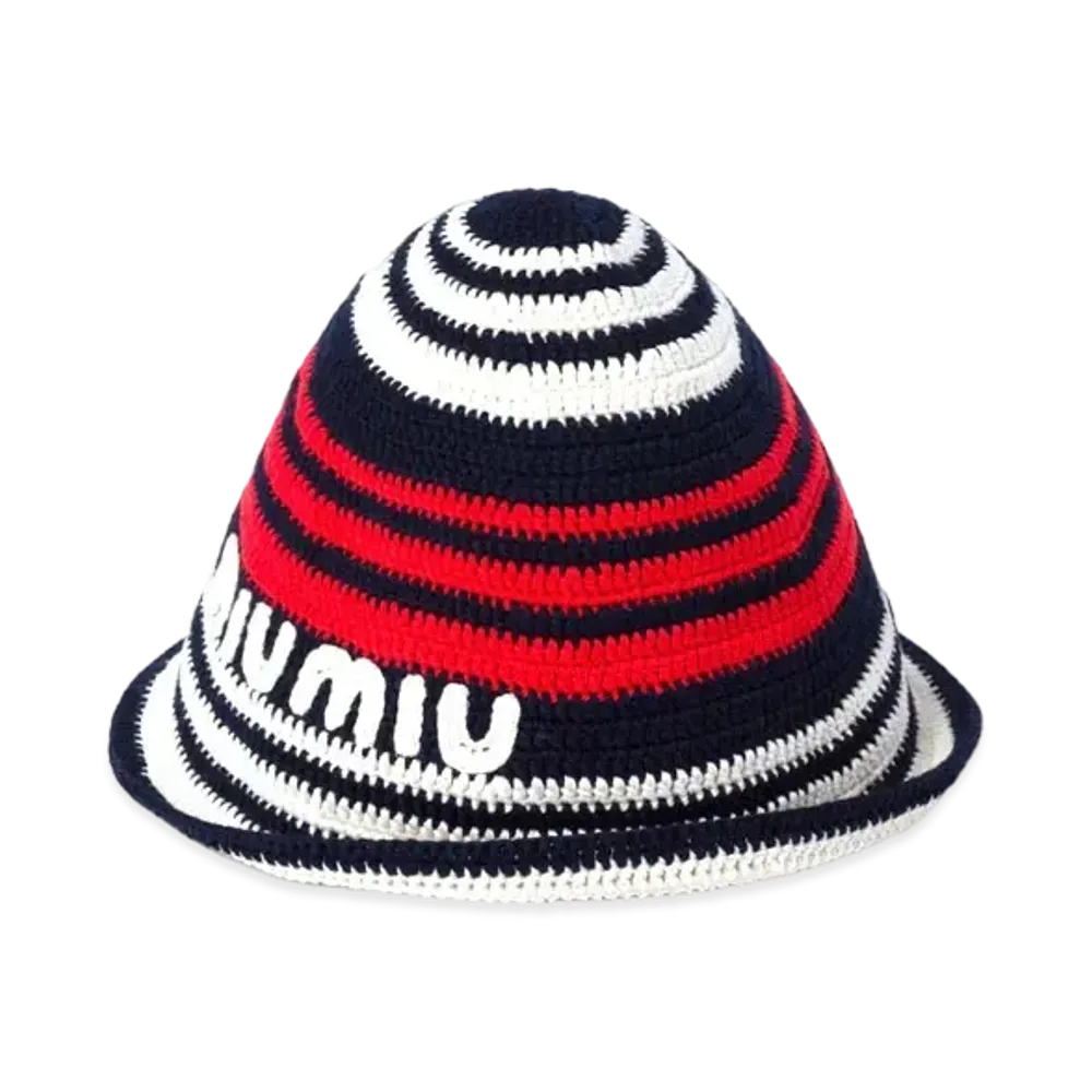 MIUMIU Crochet Hat "Blue/Red/White"