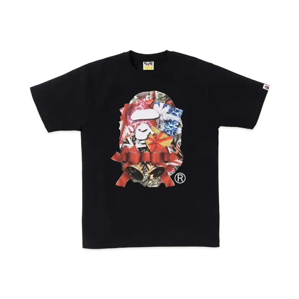 A BATHING APE Christmas Ape Head Tee "Black"