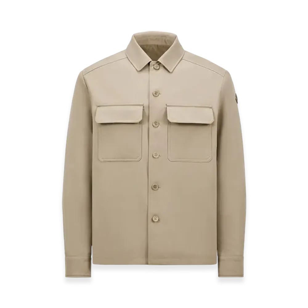 MONCLER Wool Gabardine Long Sleeve Shirt "Beige"