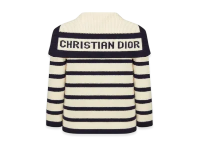 Dior Women's Mariniere Cardigan Virgin Wool Cashmere Knit "Navy Blue/Ecru"