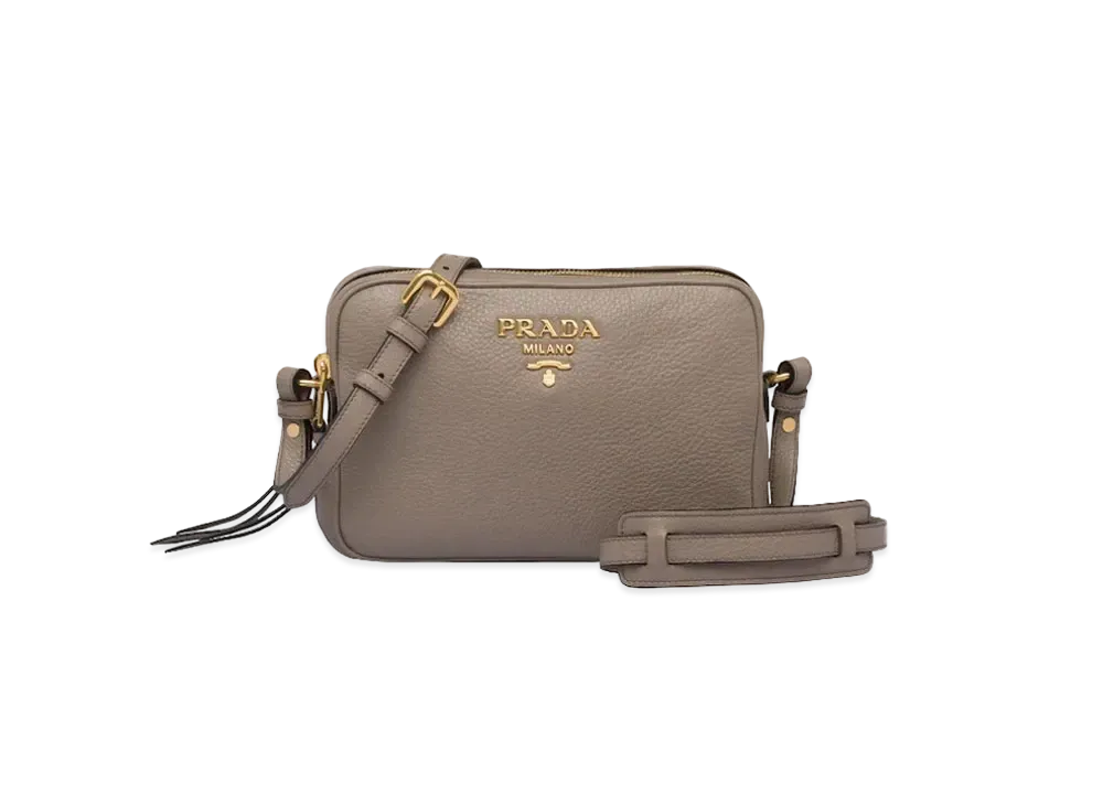 PRADA Leather Shoulder Bag "Light Gray"