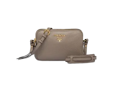 PRADA Leather Shoulder Bag "Light Gray"