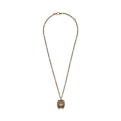 GUCCI Pearl Lion Head Necklace "Gold"