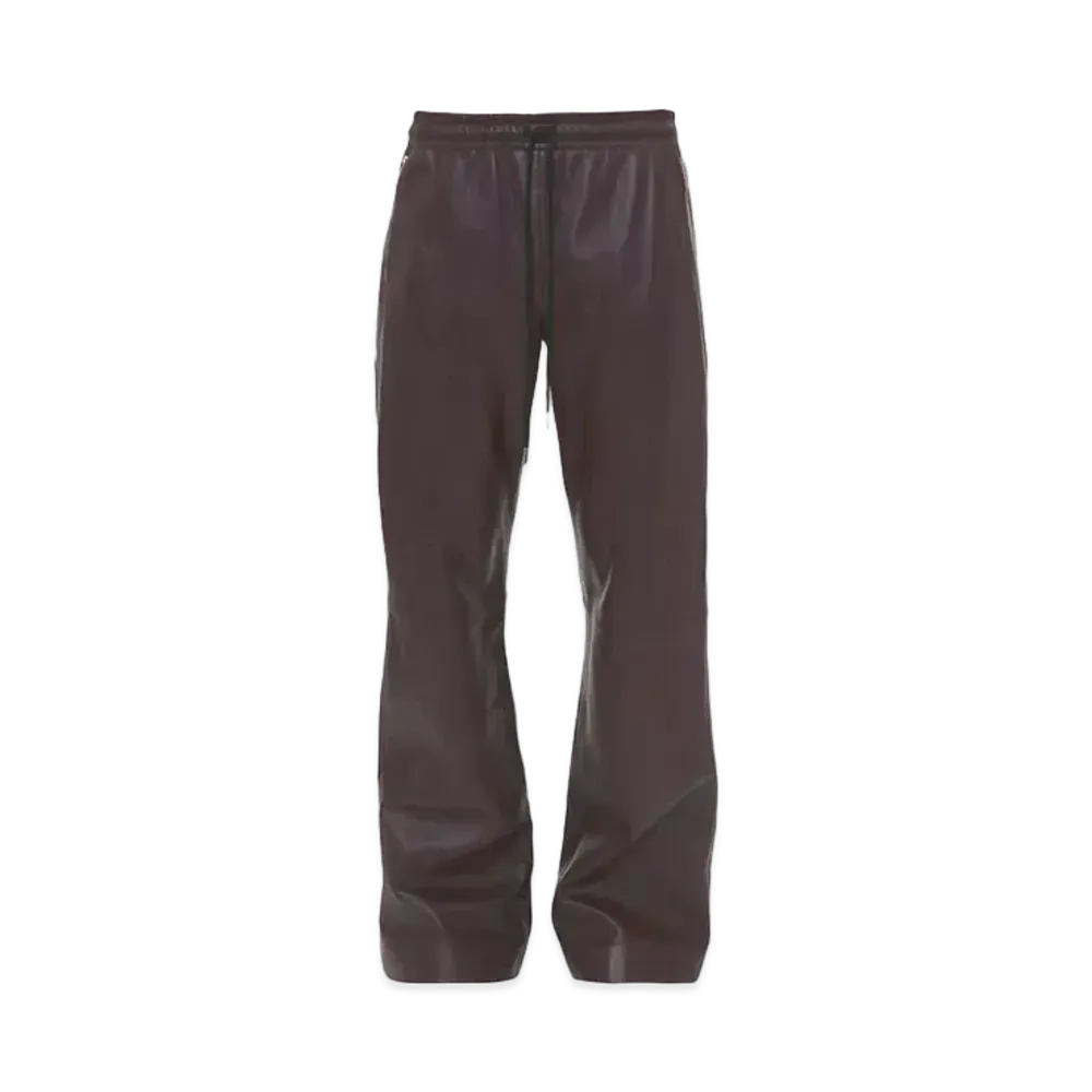 JW ANDERSON Drawstring Wide Leg Leather Trousers "Burgundy"