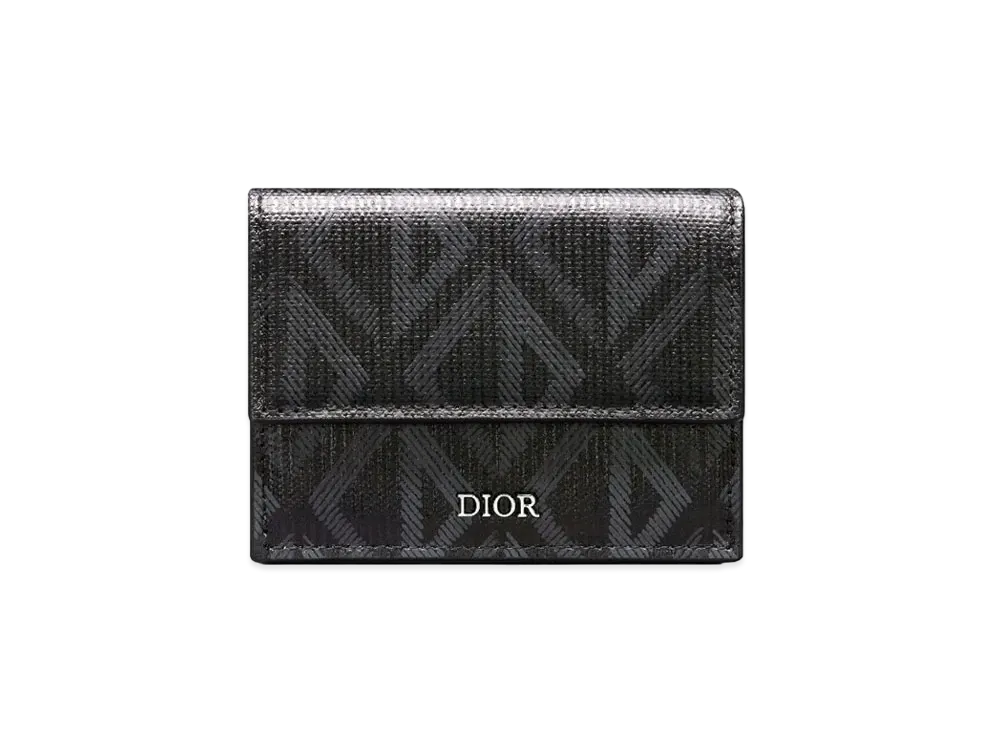 Dior Tri-Fold Wallet CD Diamond Canvas "Black"