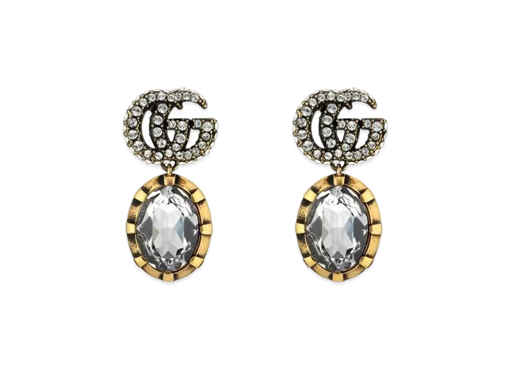 GUCCI Double G Earrings With Crystals "Silver"