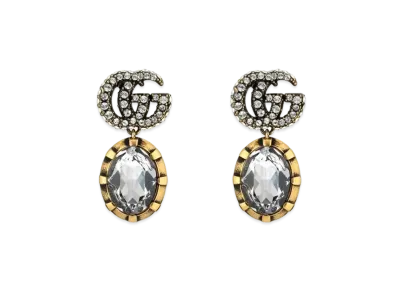 GUCCI Double G Earrings With Crystals "Silver"
