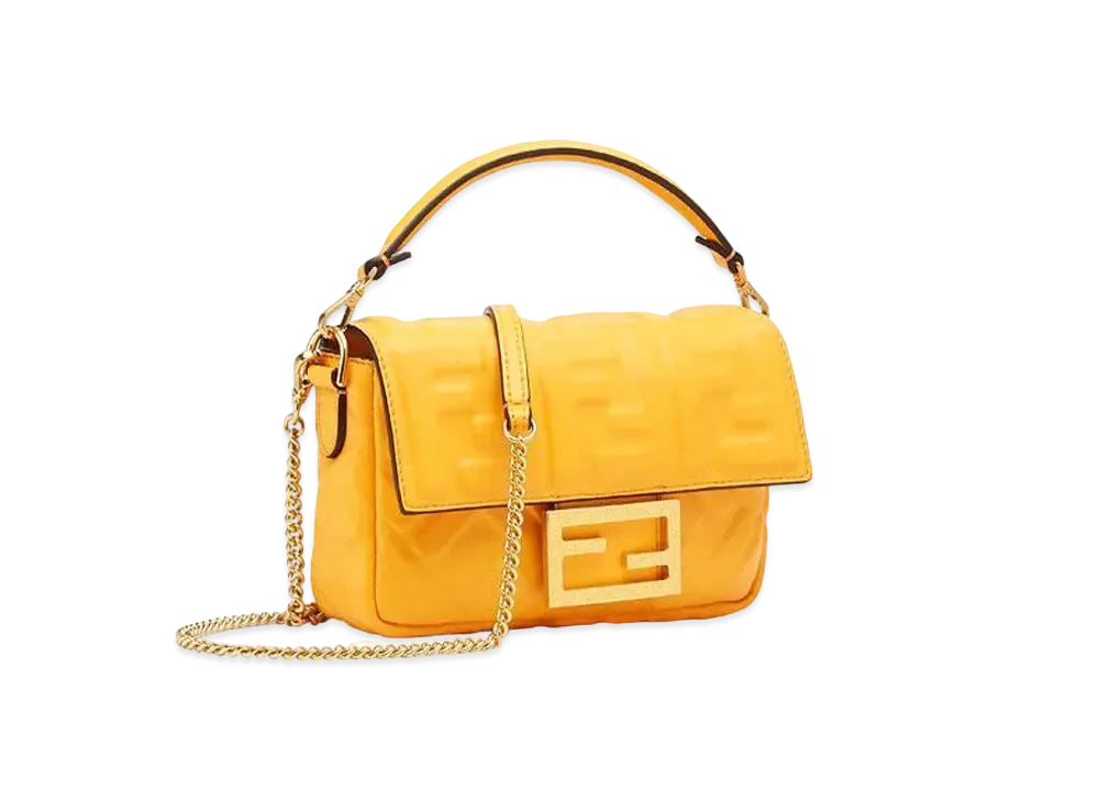 FENDI Baguette Nappa Leather Bag Featuring The FF Motif "Orange"
